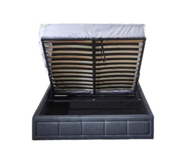 Grey fabric full bed frame with mesh soft head board and tail - Image 2