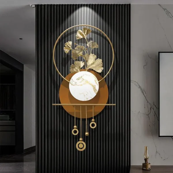 Modern 3d metal wall art decor handmade large ginkgo leaves wall hanging art sculpture wall decor items for living room - Image 6
