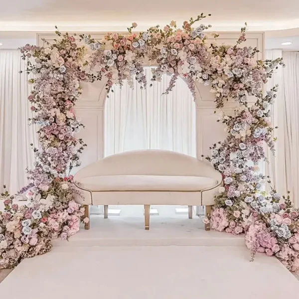 GIGA outdoor wedding arch backdrop metal golden flower frame arch stand metal arched doors - Image 6