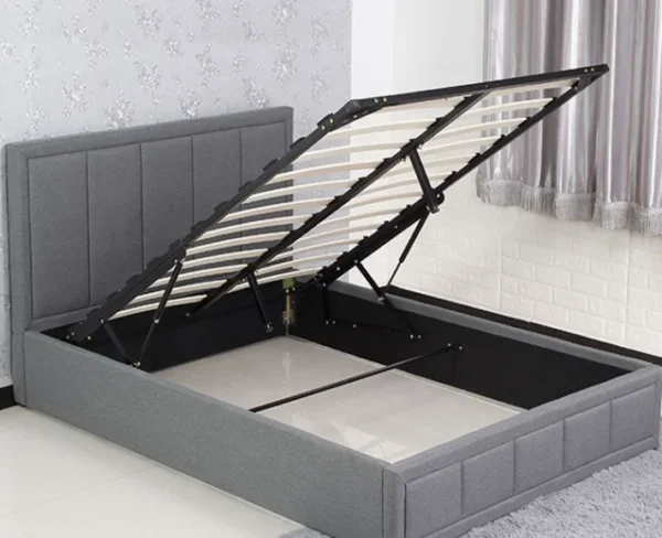 Grey fabric full bed frame with mesh soft head board and tail - Image 3