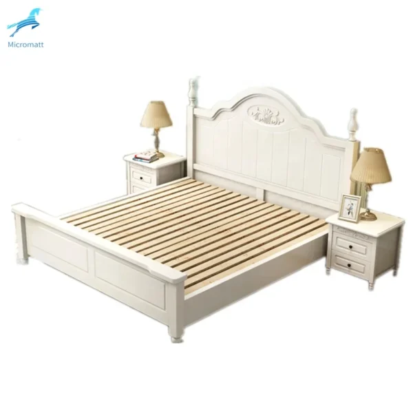 Nordic Style Bedroom Furniture White Color Practical King Size Wood Bed Frame - Image 5