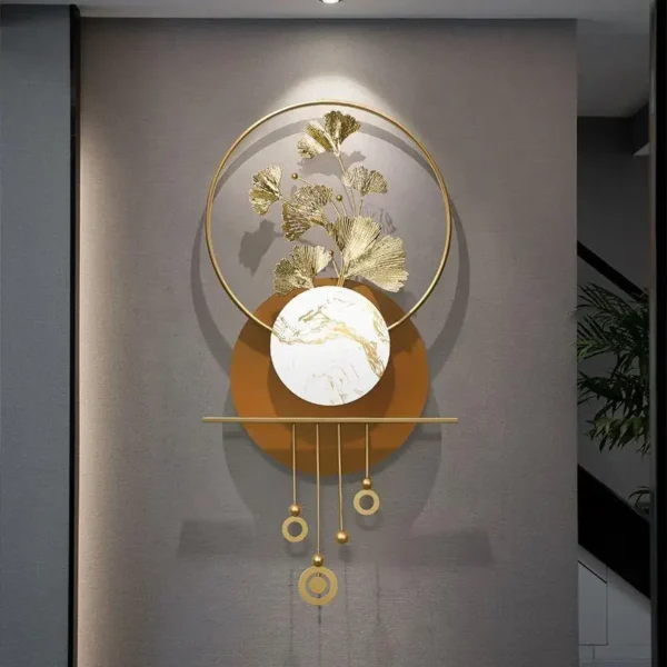 Modern 3d metal wall art decor handmade large ginkgo leaves wall hanging art sculpture wall decor items for living room