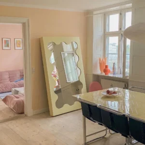 stylish wooden dressing mirror design wavy Mirror full-body wall-mounted full-length mirror for bedroom