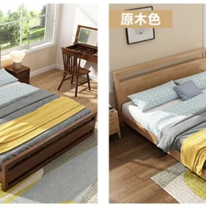 upholstered popular thick wooden frame simple design comfortable fabrics leather large size bedroom household furniture soft bed