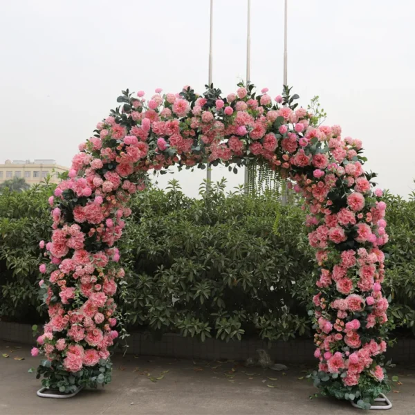 High quality best-selling wedding arch pink peony artificial rose arch outdoor wedding decorations