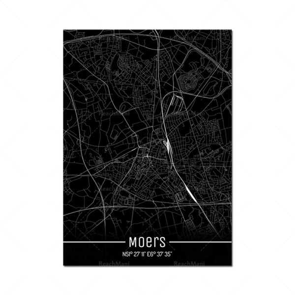 Map Black Line Poster Canvas Painting Home Decor Wall Art - Image 9