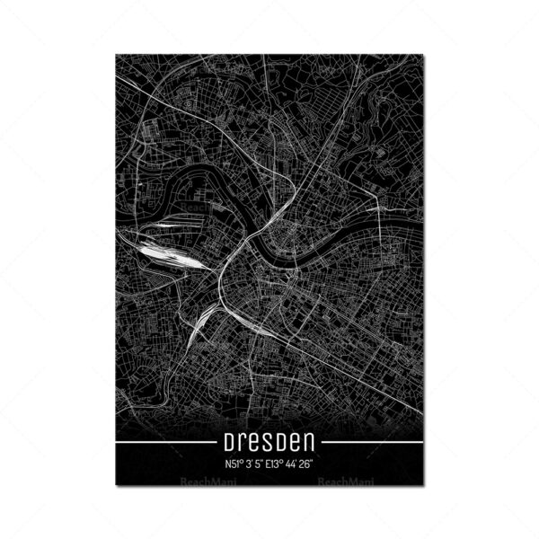 Map Black Line Poster Canvas Painting Home Decor Wall Art - Image 3