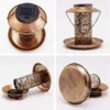 2 In 1 Solar Energy Bird Feeder Waterproof Garden Solar Street Lamp Birdhouse Wall Hanging Bronze Metal Tray Bird Feeder Outdoor