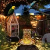 2 In 1 Solar Energy Bird Feeder Waterproof Garden Solar Street Lamp Birdhouse Wall Hanging Bronze Metal Tray Bird Feeder Outdoor - Image 5