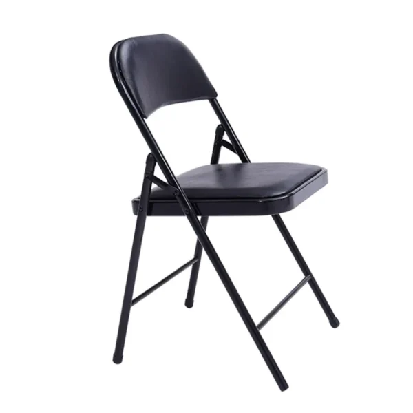 ADVAN Garden outdoor stackable black metal frame leather flat soft backrest hotel beach folding chair for wedding party events - Image 2