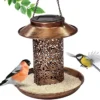 2 In 1 Solar Energy Bird Feeder Waterproof Garden Solar Street Lamp Birdhouse Wall Hanging Bronze Metal Tray Bird Feeder Outdoor - Image 6