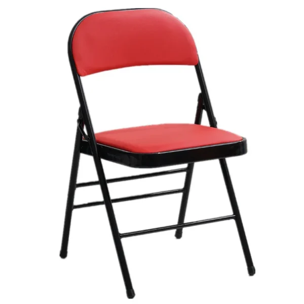 ADVAN Garden outdoor stackable black metal frame leather flat soft backrest hotel beach folding chair for wedding party events - Image 4