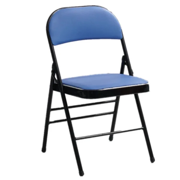 ADVAN Garden outdoor stackable black metal frame leather flat soft backrest hotel beach folding chair for wedding party events - Image 3