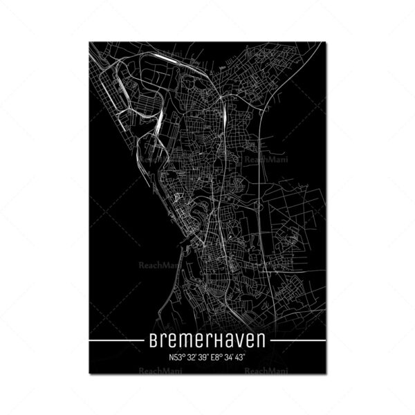 Map Black Line Poster Canvas Painting Home Decor Wall Art - Image 6