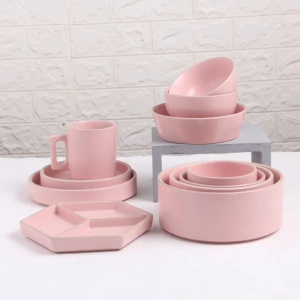 White Korean Style Sandy Soil Dinnerware Ceramic Plates Figuline Porcelain Plate Mug Dishes Kitchenware Set with Lid Cover - Image 4