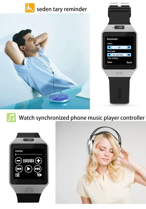 DZ09 Smartwatch with SIM Card – Touch Screen, Camera, Calls, Bluetooth - Image 2