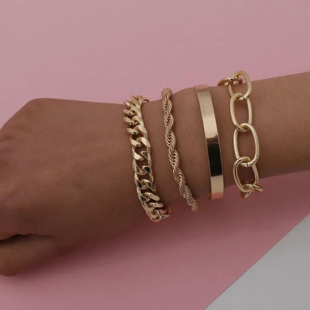 HOVANCI Vintage 14K Gold Plated Bracelet Set – Elegant Charm Jewelry