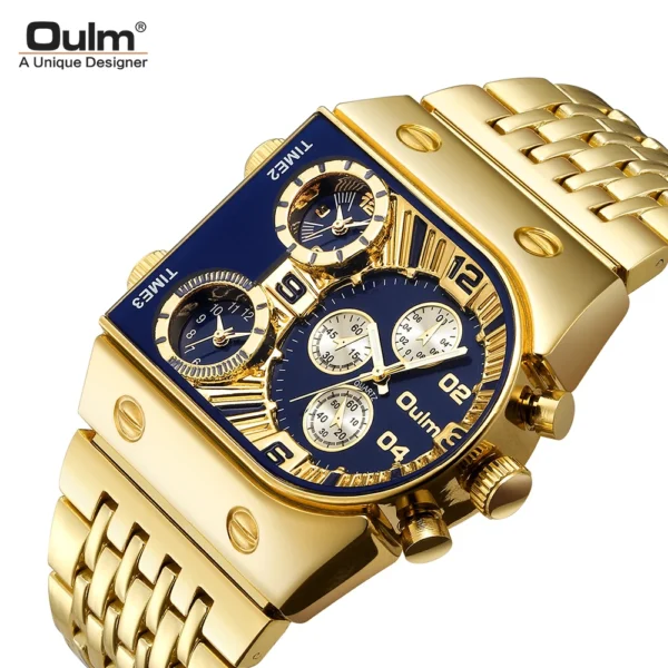 Oulm 9315 Luxury Men’s Quartz Watch – Gold Strap, Triple Dials, Waterproof - Image 6