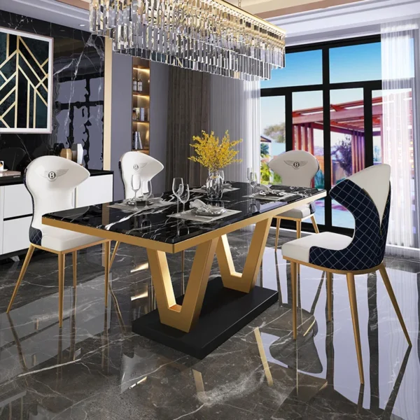 Luxury Nordic Marble Dining Table Set – Modern Square Table with 4 or 6 Chairs - Image 4