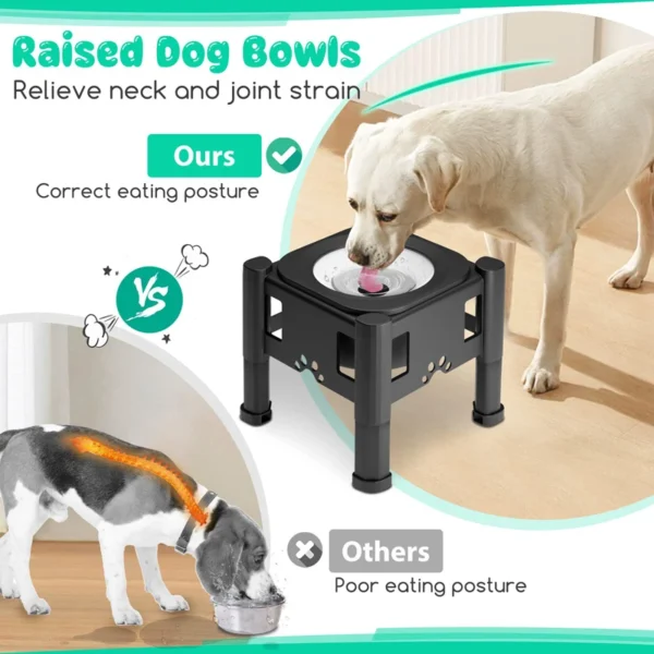 Adjustable Stainless Steel Elevated Dog Bowl – 2.2L Non-Slip Slow Water Feeder - Image 2