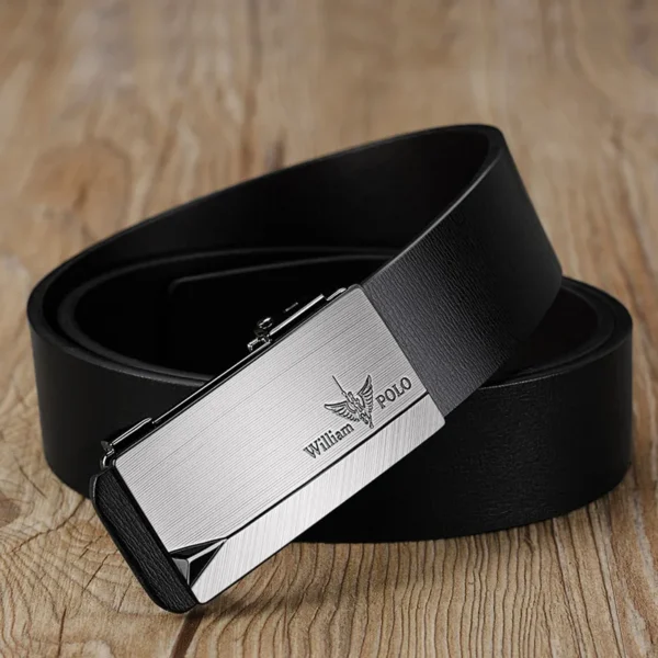 WILLIAMPOLO Genuine Leather Belt – Custom Buckle, Black/Brown for Men - Image 4
