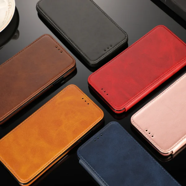 Retro PU Leather Flip Wallet Case – Magnetic Multi-Card Holder for iPhone - Image 5