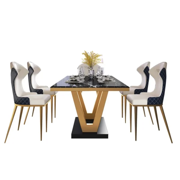 Luxury Nordic Marble Dining Table Set – Modern Square Table with 4 or 6 Chairs - Image 5