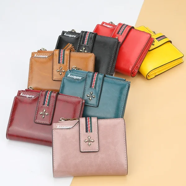 Baellerry Hot New Tassel Zipper Wallet Women Short Purse Oil Wax Leather Handbag - Image 2