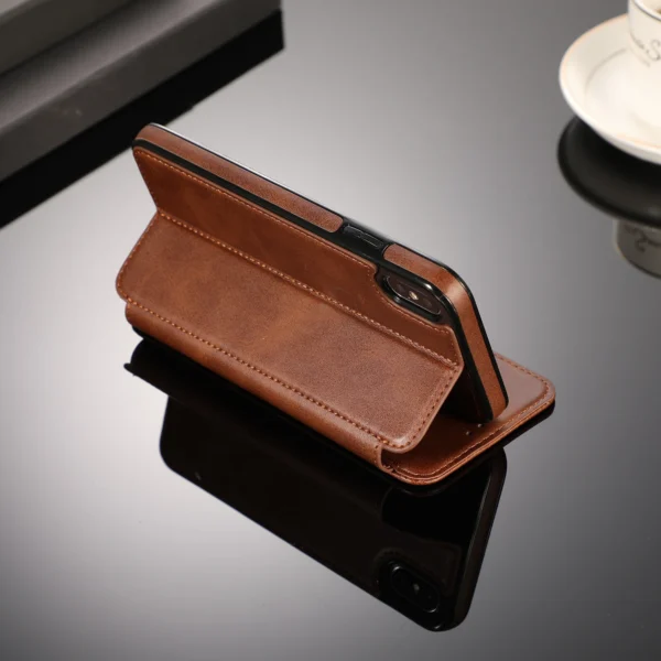 Retro PU Leather Flip Wallet Case – Magnetic Multi-Card Holder for iPhone - Image 3