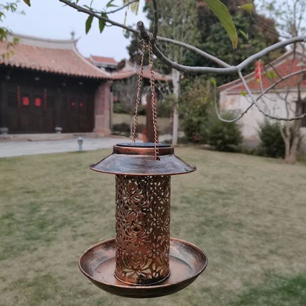 Solar Hanging Bird Feeder – Metal Feeder & Garden Lantern for Cardinals - Image 3