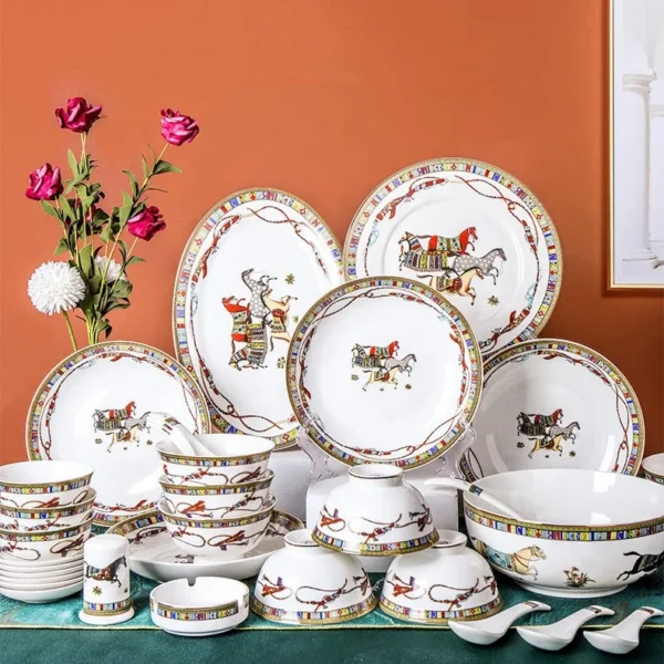 New Arrival Ceramic Dinner Set  Kitchen DESIGN Feature Bone China Dinner Set - Image 6