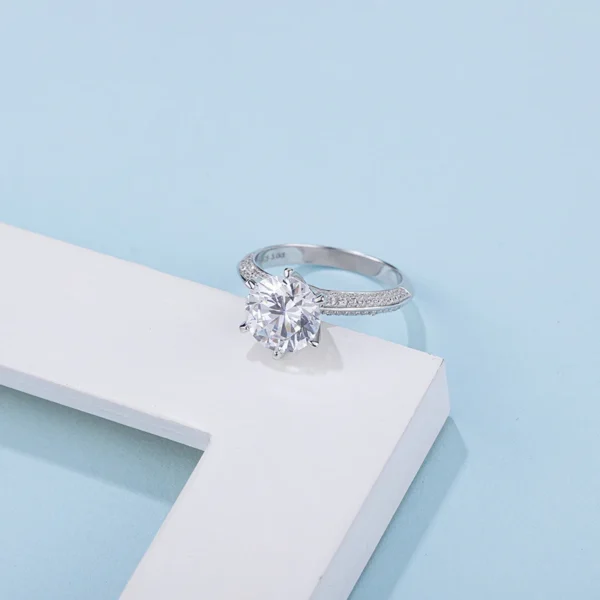 Brilliant 3.0 Ct Moissanite Engagement Ring – Sterling Silver Wedding Gift - Image 3