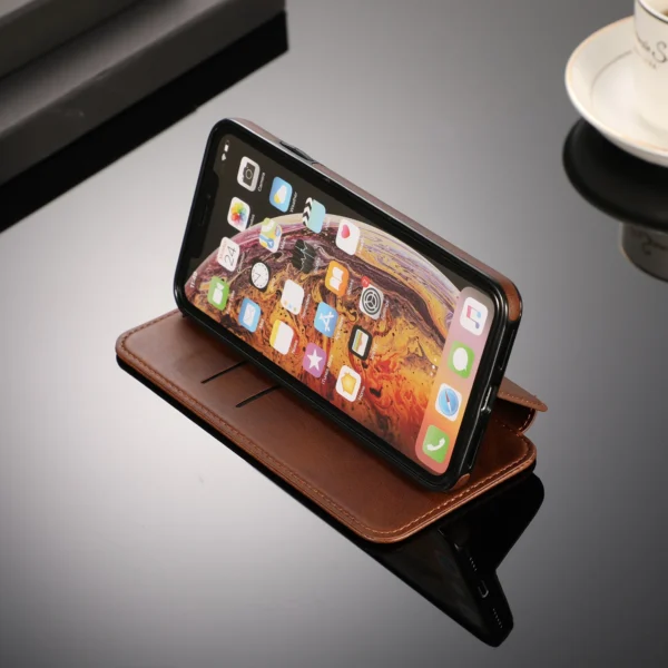 Retro PU Leather Flip Wallet Case – Magnetic Multi-Card Holder for iPhone - Image 2