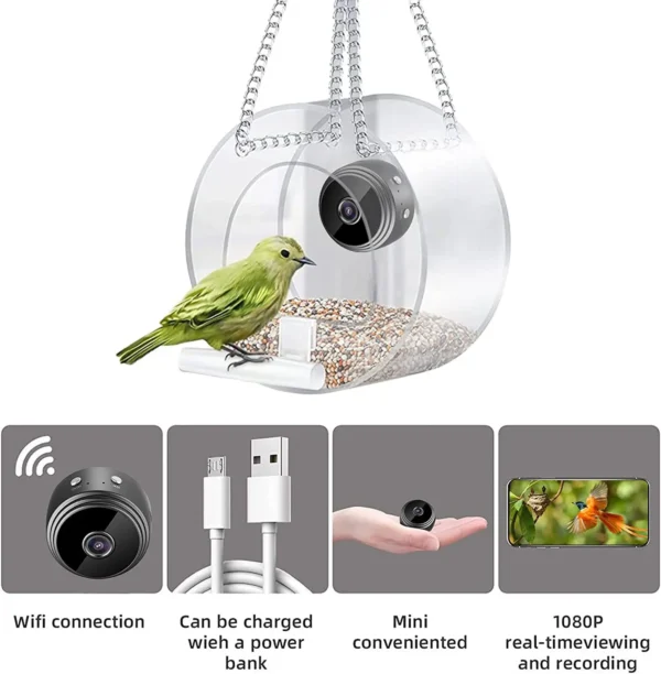 Smart Bird Feeder with 1080P Camera – WiFi Connected, Real-Time Viewing & Record - Image 3