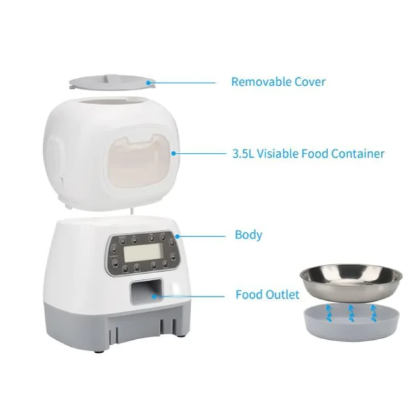 3.5L Smart Automatic Dog & Cat Feeder – WiFi Food Dispenser with Timer & Stainle - Image 2