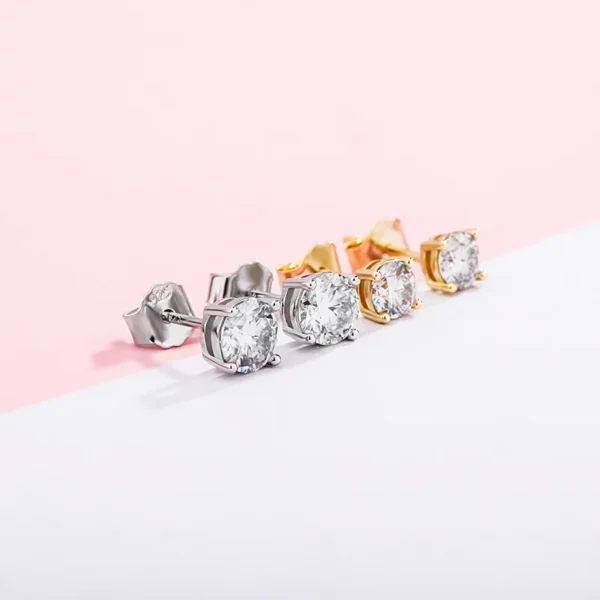 Hip Hop 925 Sterling Silver Moissanite Stud Earrings for Women Accessories - Image 3