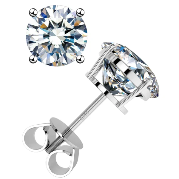 Hip Hop 925 Sterling Silver Moissanite Stud Earrings for Women Accessories - Image 6