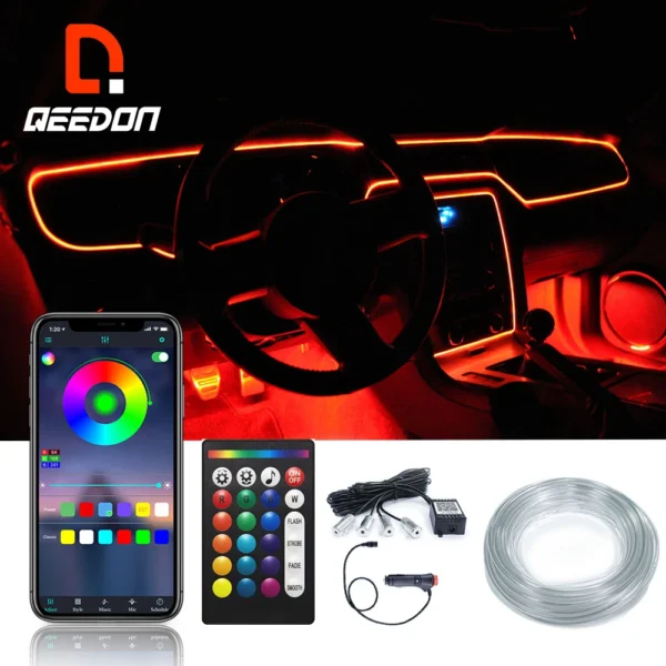 Neon LED Strip 6-in-1 APP Car Interior Ambient Light Kit, Flexible & Custom - Image 6