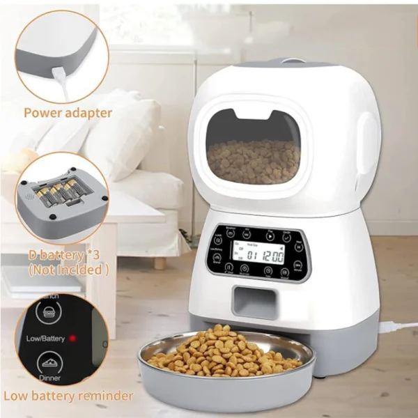 3.5L Smart Automatic Dog & Cat Feeder – WiFi Food Dispenser with Timer & Stainle - Image 5