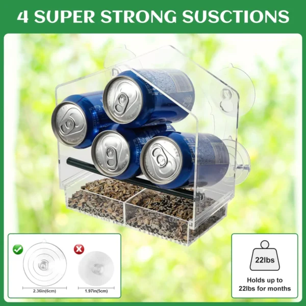 Large Window Bird Feeder with Strong Suction Cups – Perfect for Cardinals & More - Image 3
