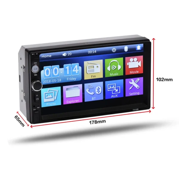 2 Din 7" Touch Screen Car Stereo BT FM USB AUX SD MP5 Player + Rear Camera - Image 3