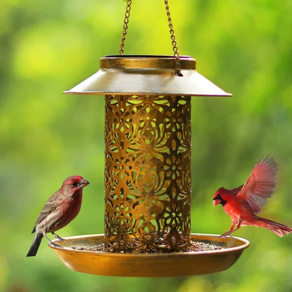 Solar Hanging Bird Feeder – Metal Feeder & Garden Lantern for Cardinals - Image 6