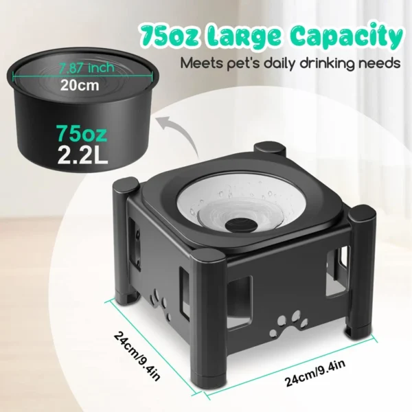 Adjustable Stainless Steel Elevated Dog Bowl – 2.2L Non-Slip Slow Water Feeder - Image 4