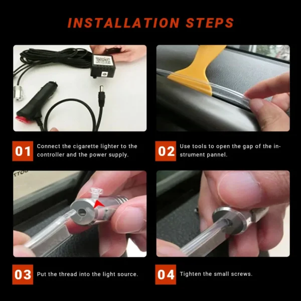 Neon LED Strip 6-in-1 APP Car Interior Ambient Light Kit, Flexible & Custom - Image 3