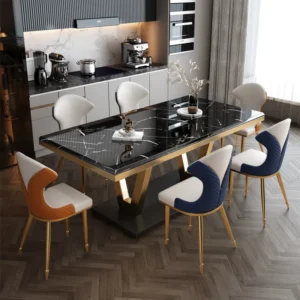 Luxury Nordic Marble Dining Table Set – Modern Square Table with 4 or 6 Chairs