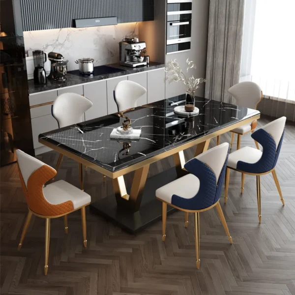 Luxury Nordic Marble Dining Table Set – Modern Square Table with 4 or 6 Chairs