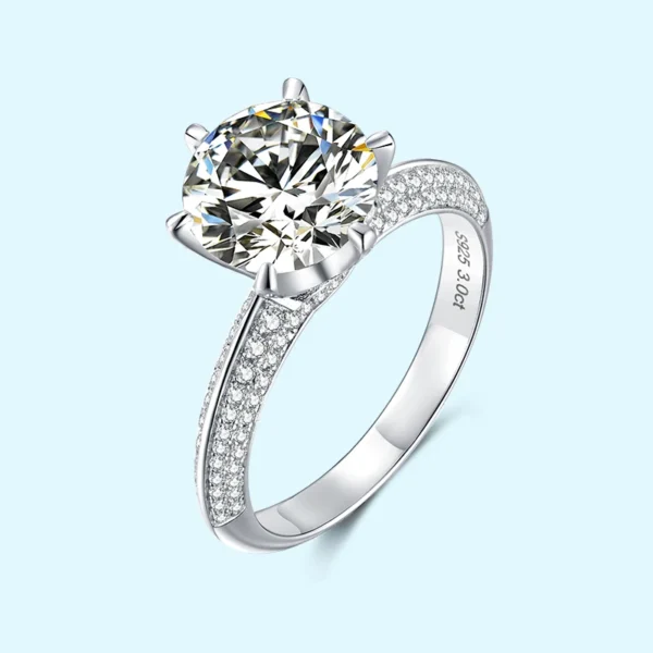 Brilliant 3.0 Ct Moissanite Engagement Ring – Sterling Silver Wedding Gift - Image 6