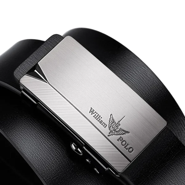 WILLIAMPOLO Genuine Leather Belt – Custom Buckle, Black/Brown for Men - Image 3