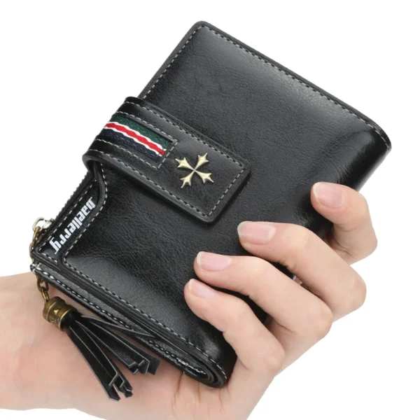 Baellerry Hot New Tassel Zipper Wallet Women Short Purse Oil Wax Leather Handbag - Image 5