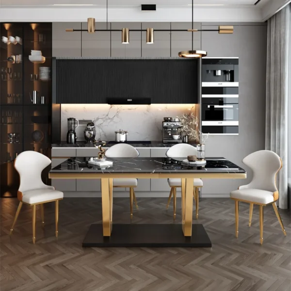 Luxury Nordic Marble Dining Table Set – Modern Square Table with 4 or 6 Chairs - Image 3